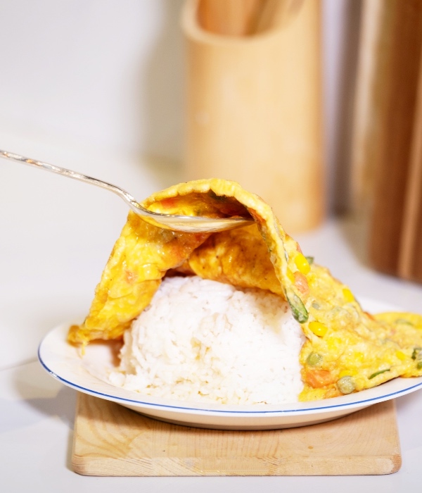 nasi putih telur dadar