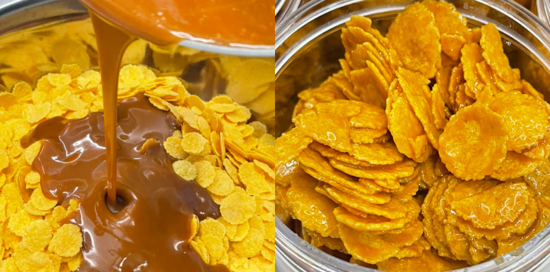 Caramel Cornflake 'Ketagih', Resipi Mudah Tak Cukup Sebekas!